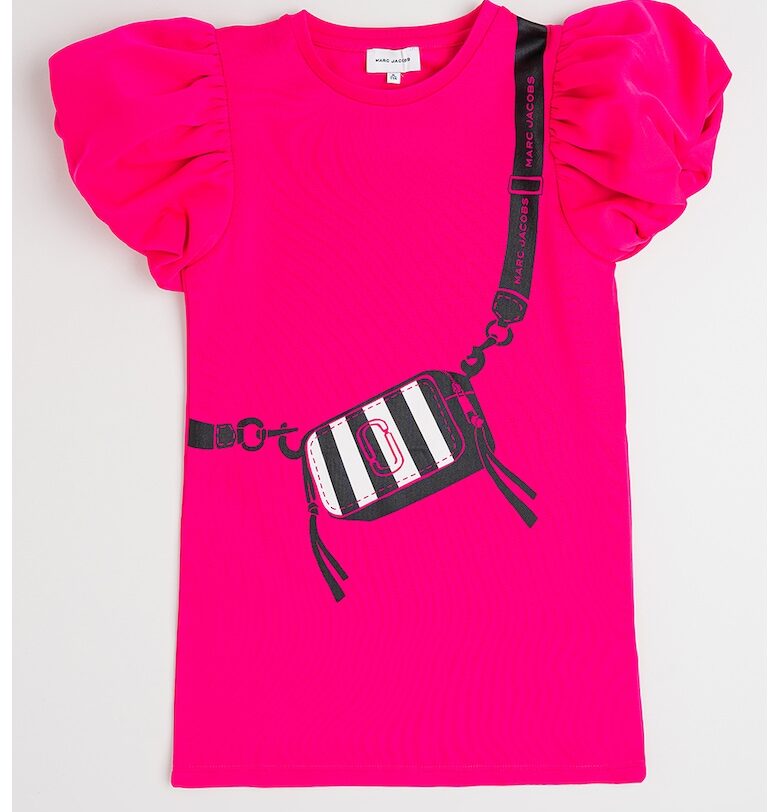 BOSS Kidswear - Рокля с принт и къси ръкави - Черен/Фуксия Marc Jacobs