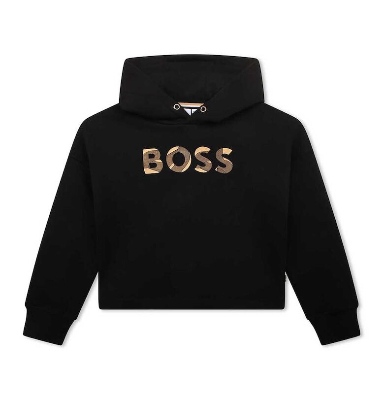BOSS - Худи с лого - Златист/Черен BOSS Kidswear