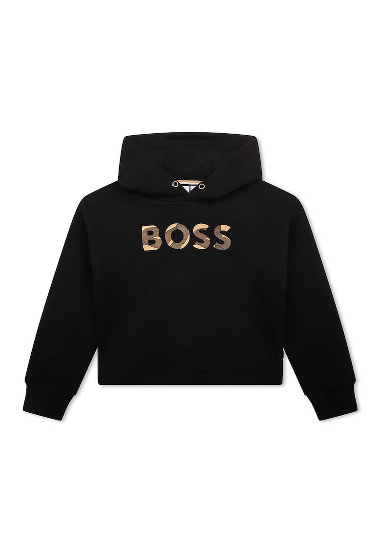 BOSS - Худи с лого - Златист/Черен BOSS Kidswear