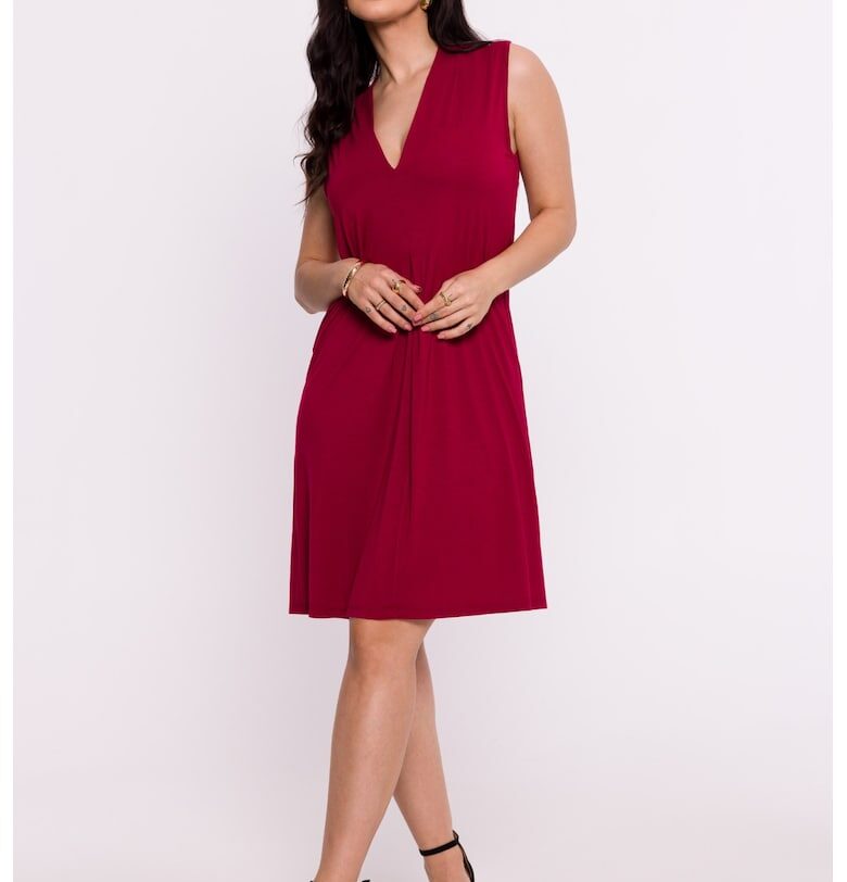 BeWear Дамска мини рокля Longer B286 бордо - Бордо OEM