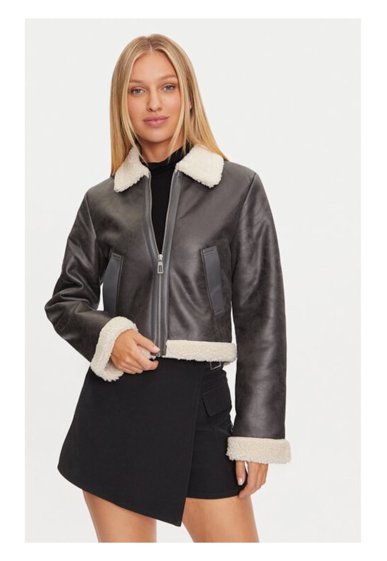 Betty Яке от изкуствена кожа 15322046 Сиво Обикновена кройка - Еко кожа Only