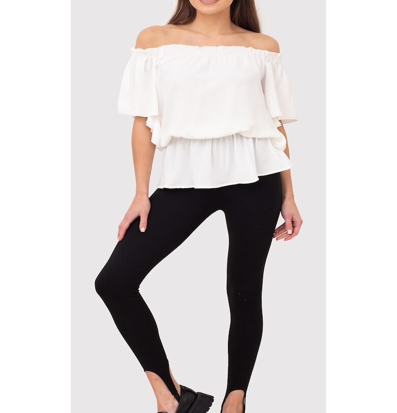 Bluza cu umerii deschisi in alb TA585 Ax Paris