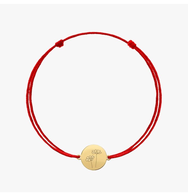 Сребърна гривна с шнур Златно цвете на раждане - октомври Космос INDIRA