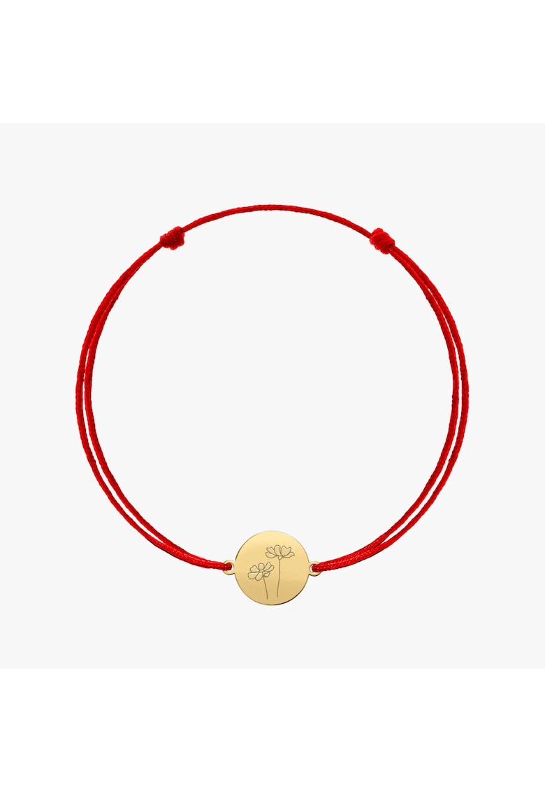 Сребърна гривна с шнур Златно цвете на раждане - октомври Космос INDIRA