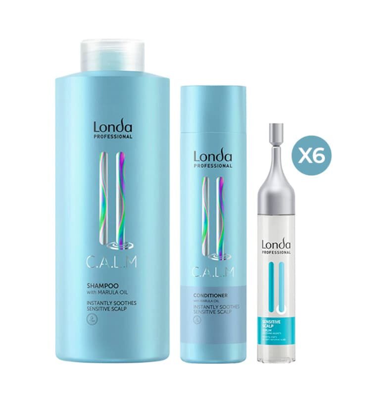 Calm Set - Шампоан 1000 мл - Балсам 250 мл - Серум 6x9 мл - за чувствителен - нормален скалп Londa Professional