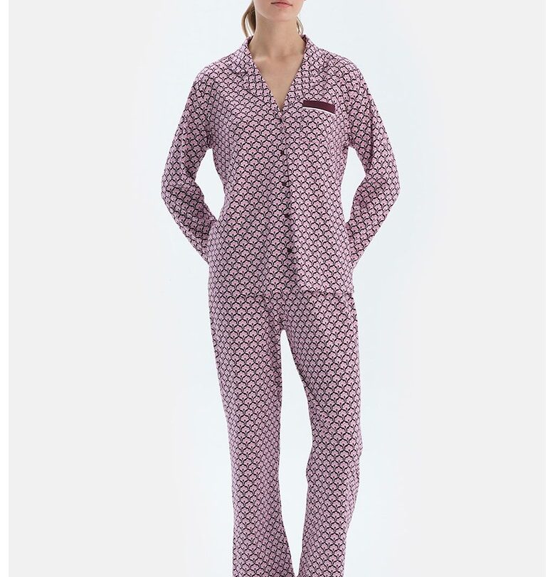 DAG - Пижама с модал с принт - Бял/Пастелнорозов/Тъмновиолетов DAGI