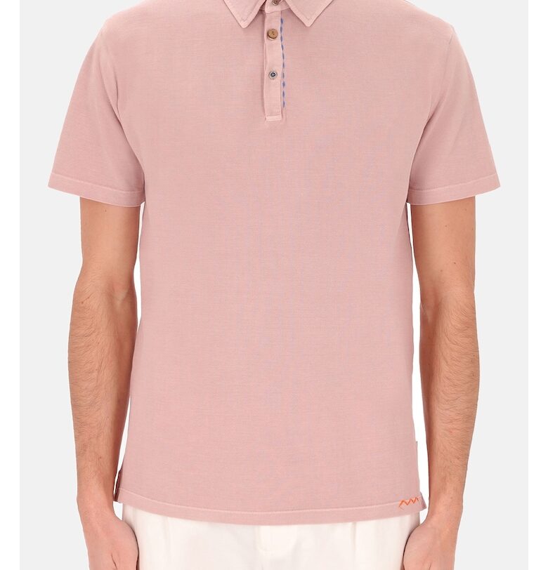 Distretto - Памучна тениска с яка - Прашно розово Distretto 12