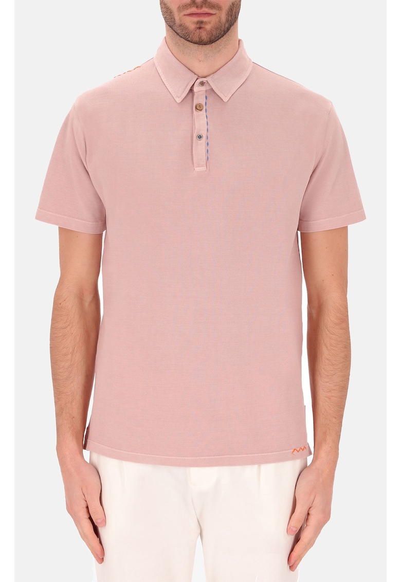 Distretto - Памучна тениска с яка - Прашно розово Distretto 12