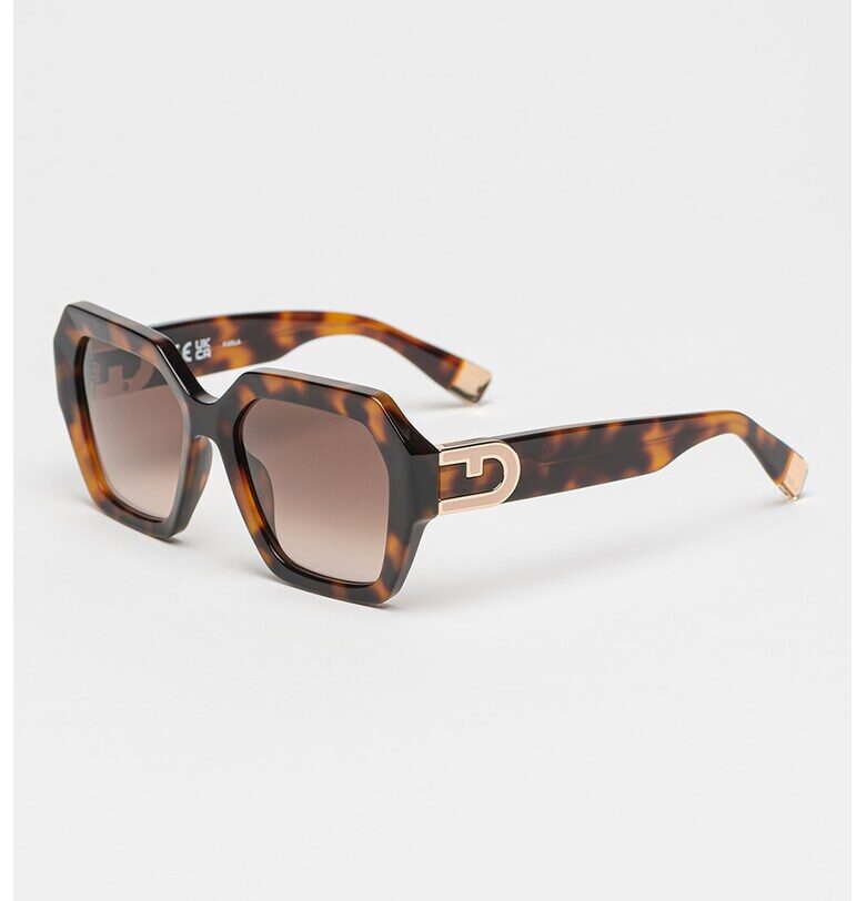 Furla Шестоъгълни слънчеви очила с градиента - Тъмнокафяв