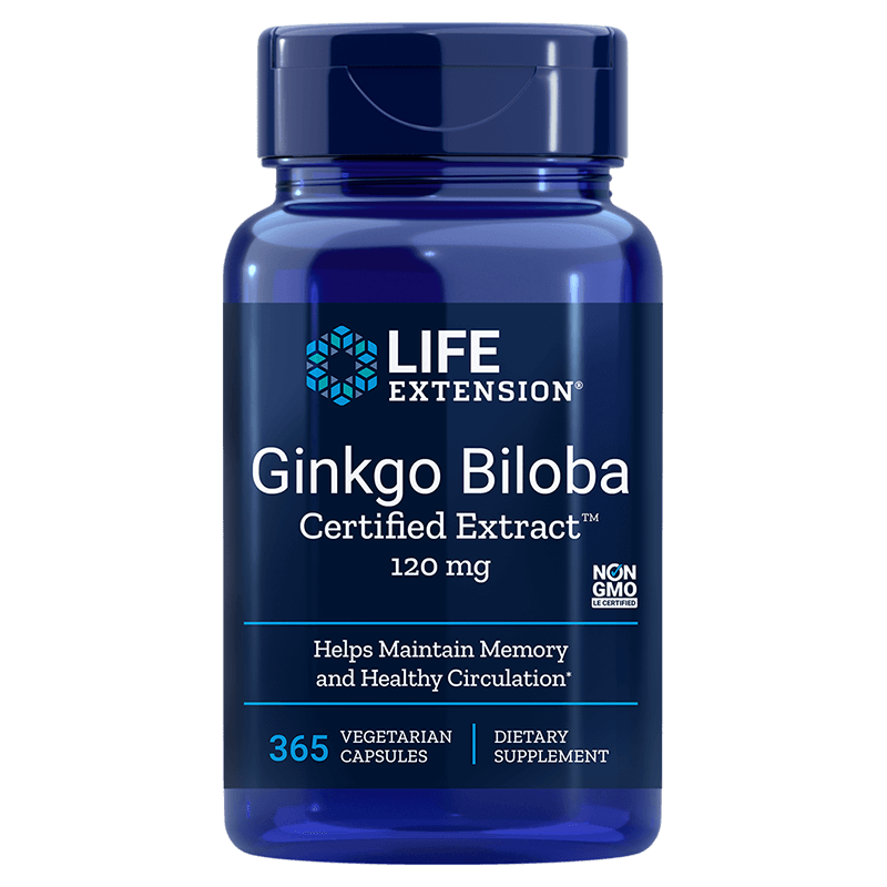 Ginkgo Biloba Certified Extract™ / Гинко билоба 120 mg х 365 капсули Life Extension