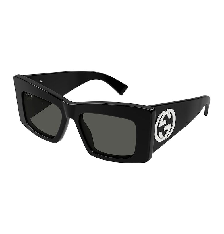 Gucci Правоъгълни слънчеви очила с лого - Черен