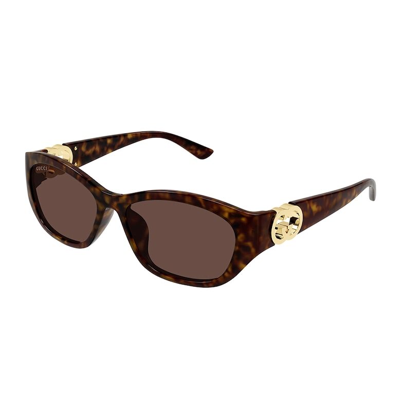 Gucci Слънчеви очила с лого - Златист/Кафяв