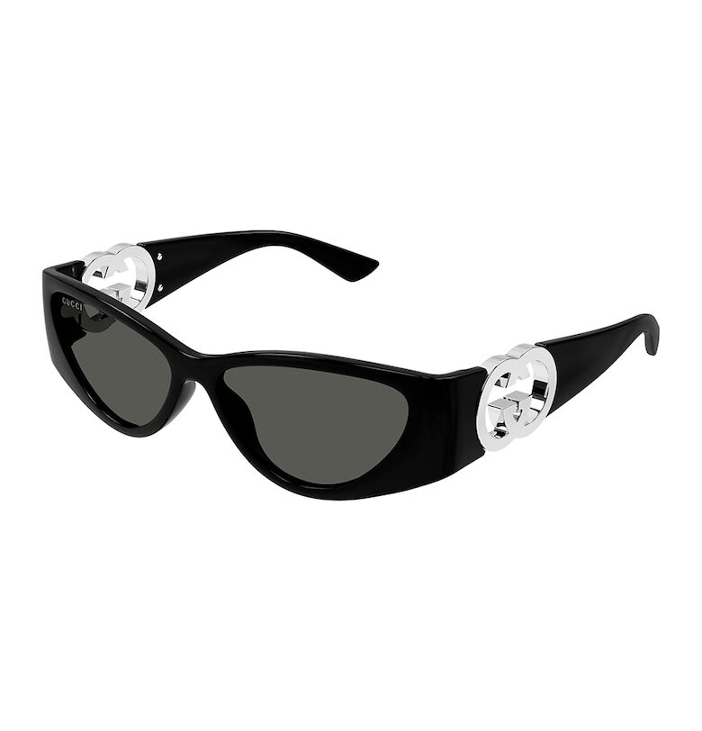 Gucci Слънчеви очила с лого - Черен/Сребрист
