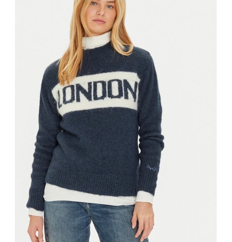 Hilda пуловер PL702227 тъмносин стандартна кройка - полиестер Pepe Jeans