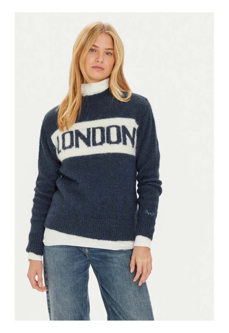 Hilda пуловер PL702227 тъмносин стандартна кройка - полиестер Pepe Jeans