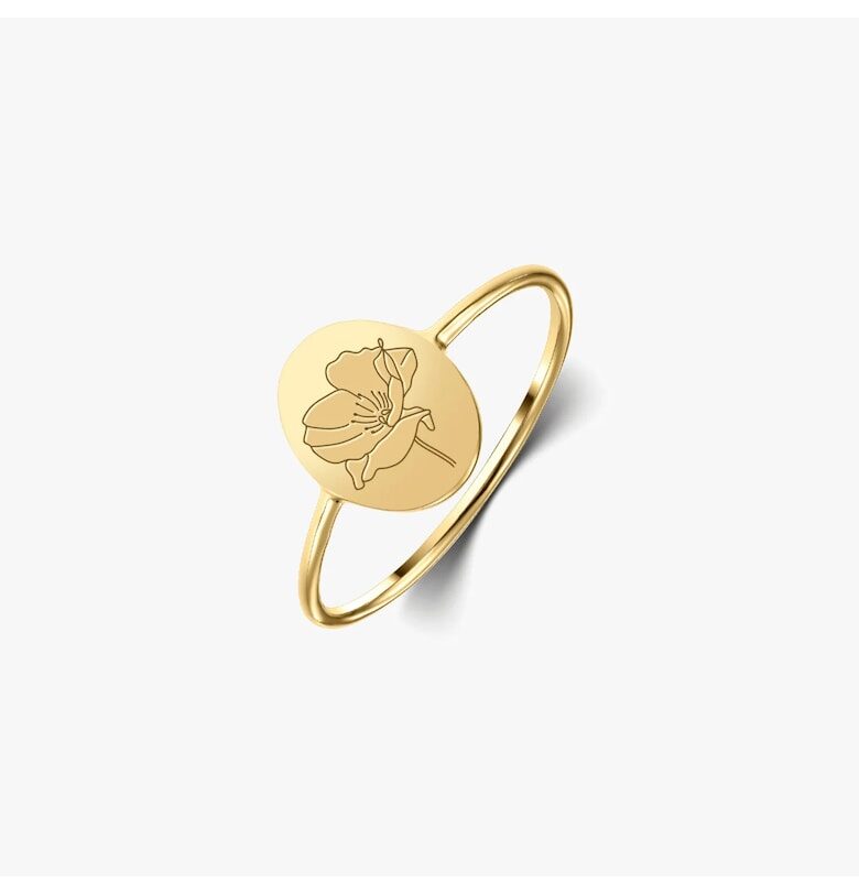 Inel din argint Birth Flower Golden - August Poppy INDIRA