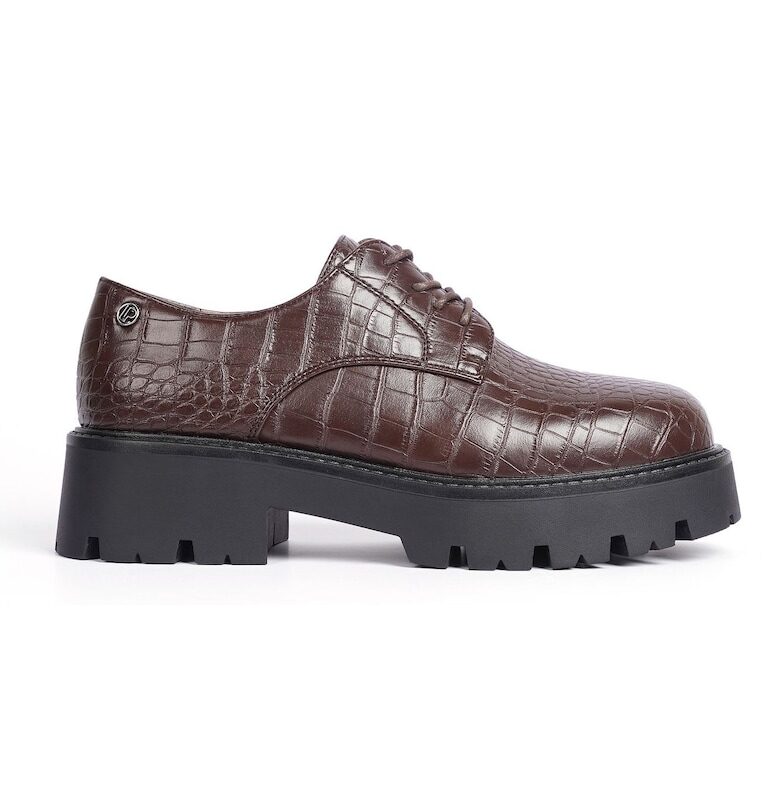 Lavinia Leather Shoes With Mockcroc Aspect - Кафяв Il Passo