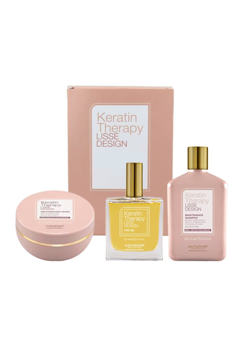 Lisse Design Keratin Therapy Maintenance Set - Шампоан 250 ml - Маска 200 ml - Масло за коса 50 ml Alfaparf