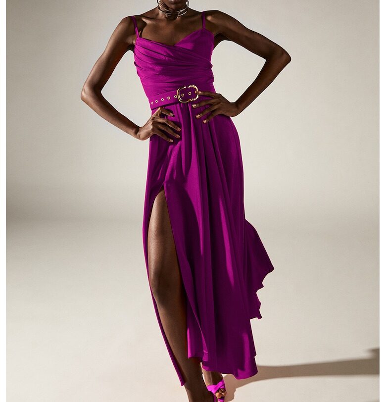 Midi рокля Tremolo cache-coeur -  Фанданго розово Alina Cernatescu