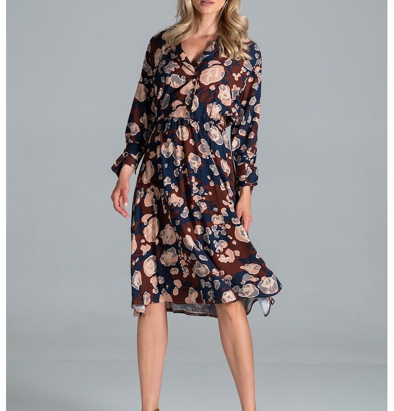 Midi рокля  щампован модел - памук/полиестер Figl