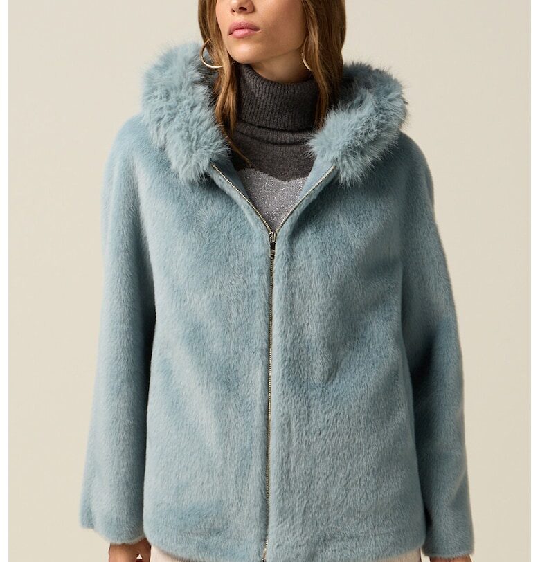 OLTRE - Яке от еко пух с качулка - Пепеляво сиво Motivi