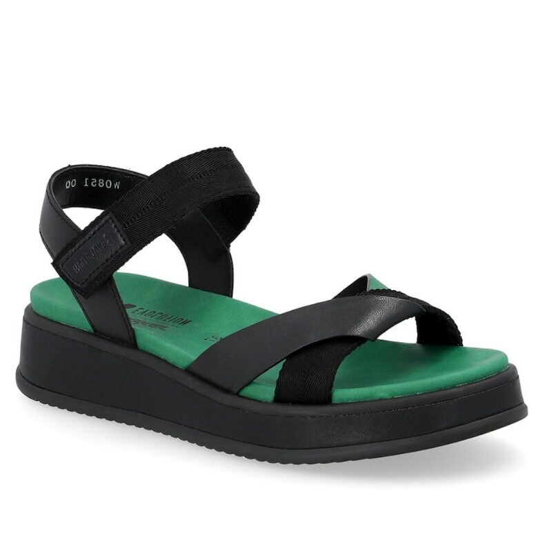 Rieker Revolution Дамски сандали с велкро черно-зелена смес W0851-00 Rieker