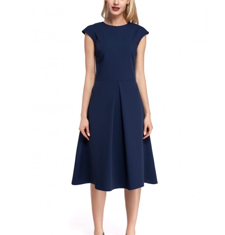 Rochie midi cu pliu frontal - Син MOE