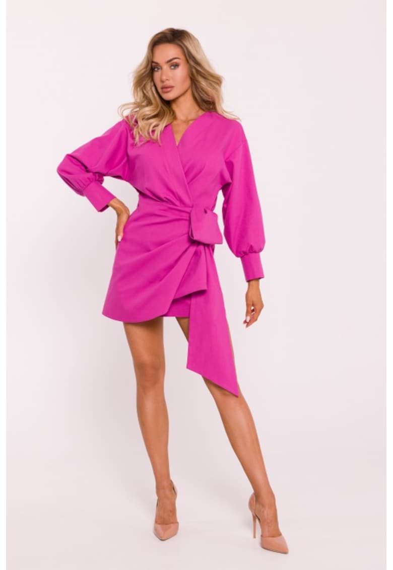 Rochie mini suprapusa cu legatura pe lateral - Розово MOE