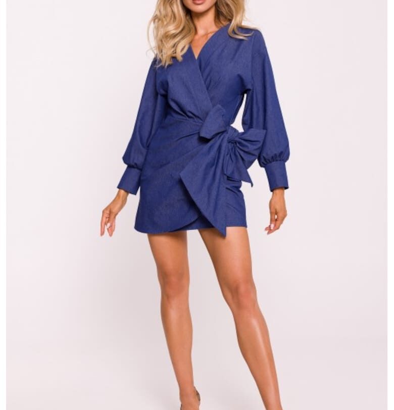 Rochie mini suprapusa cu legatura pe lateral -  Син MOE