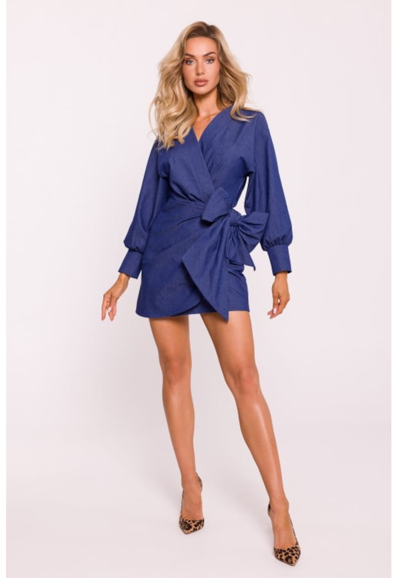 Rochie mini suprapusa cu legatura pe lateral - Син MOE