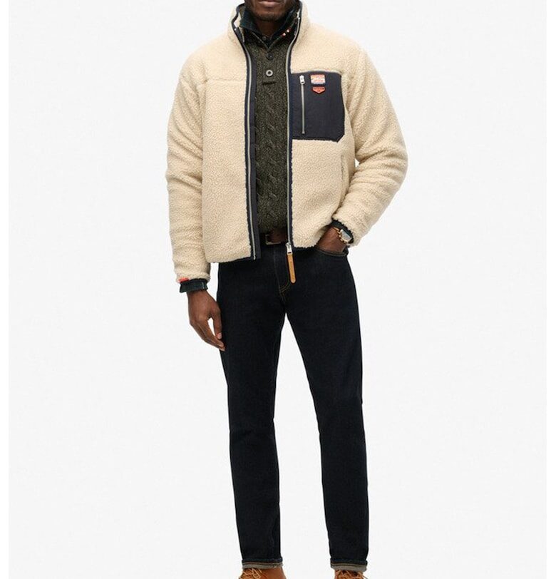 SUPERDRY - Плюшено яке с цип - Бежов Superdry  Co