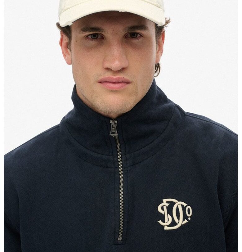 SUPERDRY - Свободен суитшърт Athletic с къс цип - Тъмносин Superdry  Co