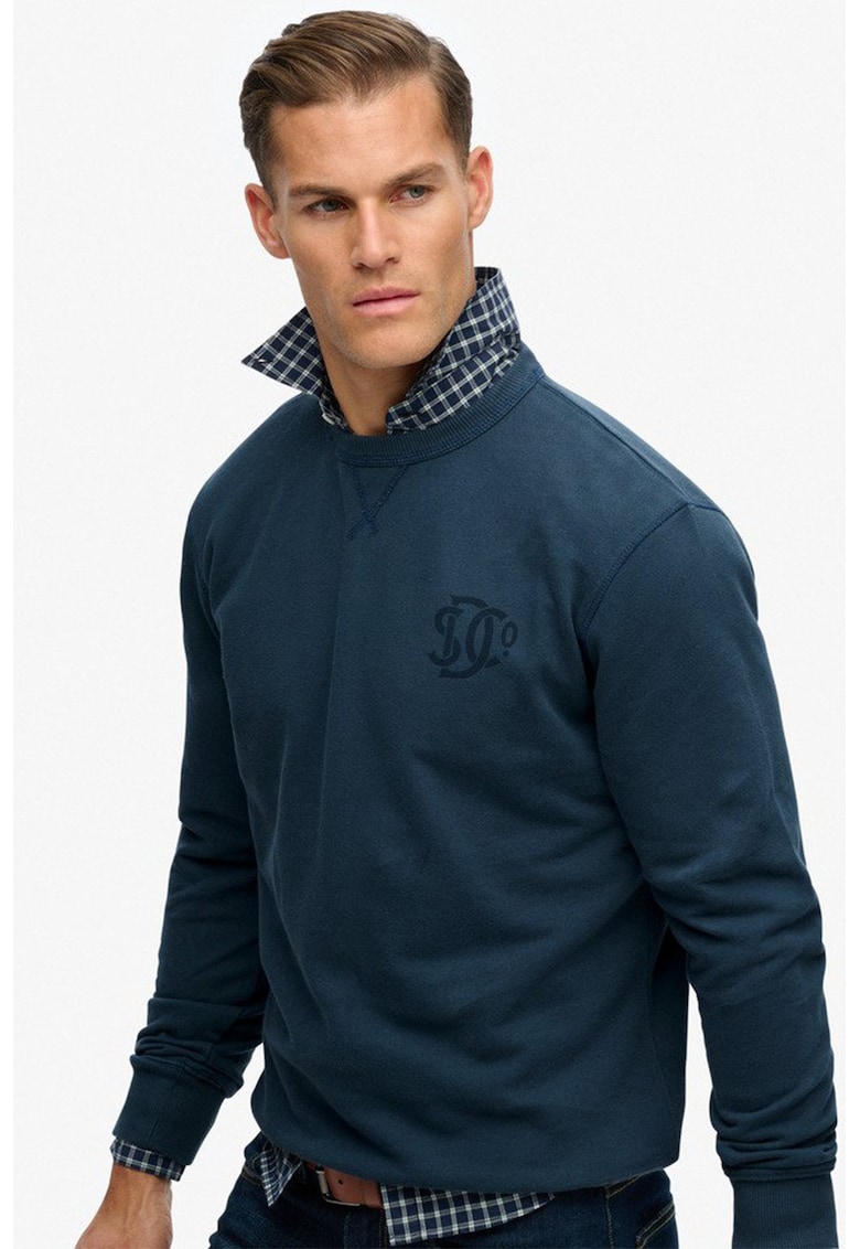 SUPERDRY - Суитшърт с овално деколте и лого - Тъмносин Superdry Co