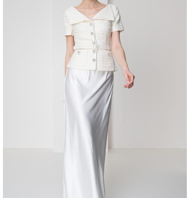 Self Portrait - Комби рокля с мъниста - Крем SELF-PORTRAIT