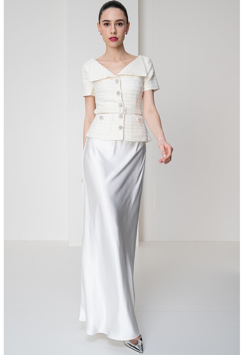 Self Portrait - Комби рокля с мъниста - Крем SELF-PORTRAIT