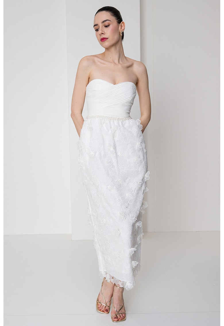 Self Portrait - Рокля с бродерии и мъниста - без ръкави - Бял SELF-PORTRAIT