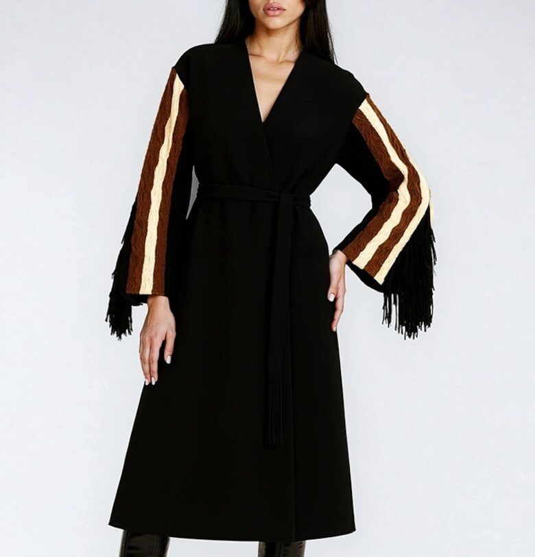 Totem Coat With Knitted Sleeves Alina Cernatescu