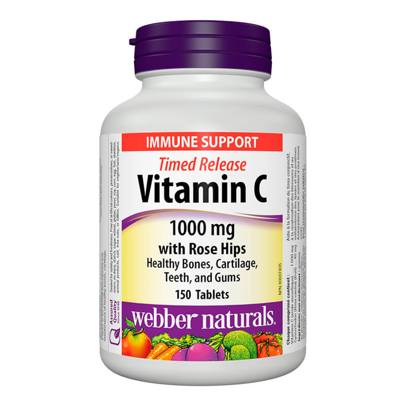 Vitamin C/ Витамин С 1000 mg + Шипка х 150 таблетки с удължено освобождаване Webber Naturals