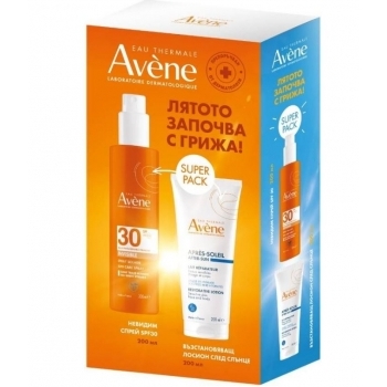 АВЕН СЪН Слънцезащитен спрей за възрастни SPF30 + лосион за след слънце 200 мл. ПРОМО цена