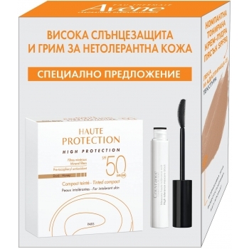 АВЕН СЪН Слънцезащитна минерална крем-пудра за лице меден цвят SPF50 10 гр. + спирала 7 мл. ПРОМО цена