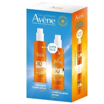 АВЕН Слънцезащитен спрей за деца SPF50+ 200 мл. + спрей за възрастни SPF30 200 мл. ПРОМО цена