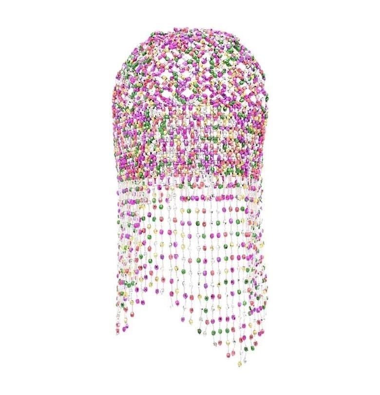 Аксесоар за коса - сребрист - с розови и зелени мъниста - Andersine C23 - Pursehuit