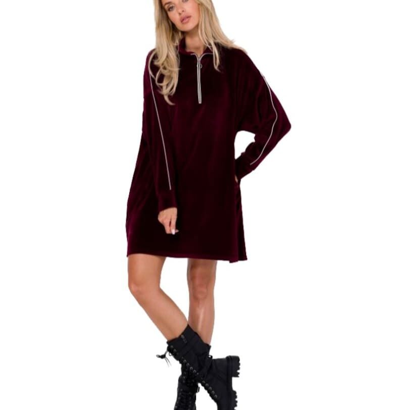 Асиметрична дамска рокля - Made of Emotion - Satou - Бордо MOE