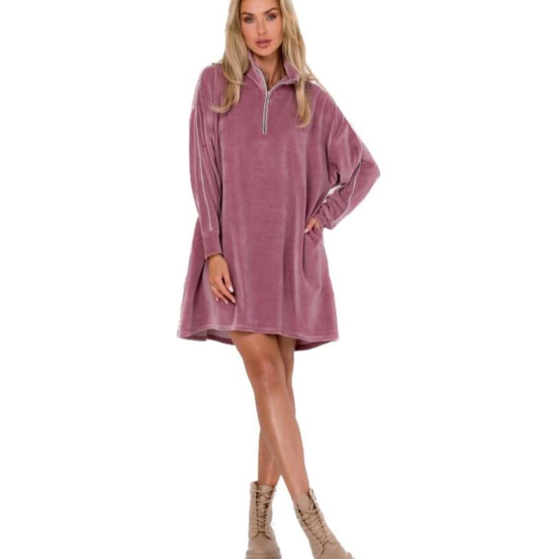 Асиметрична дамска рокля - Made of Emotion - Satou - Мръсно розово MOE