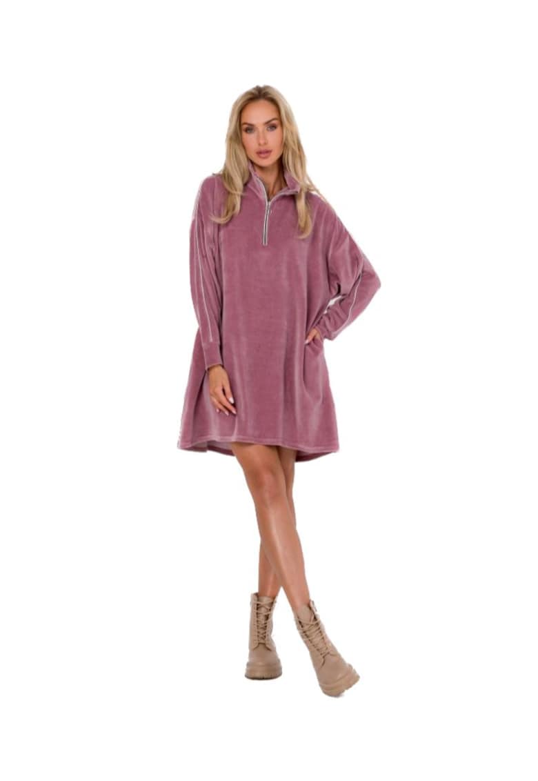 Асиметрична дамска рокля - Made of Emotion - Satou - Мръсно розово MOE