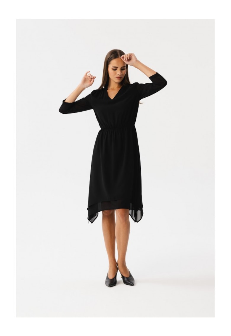 Асиметрична дамска рокля - Spumados - черна - Черен Stylove