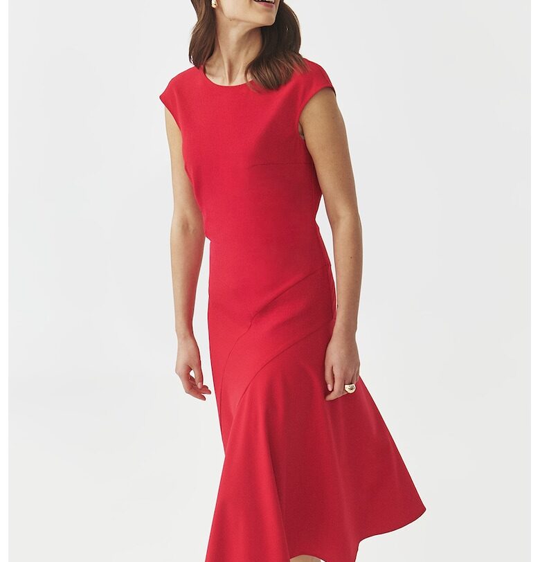 Асиметрична миди рокля - Червен Tatuum