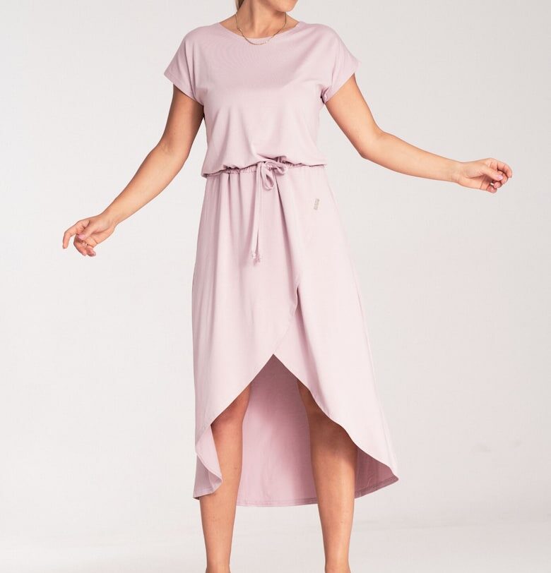 Асиметрична миди рокля -  вискоза - розово Figl