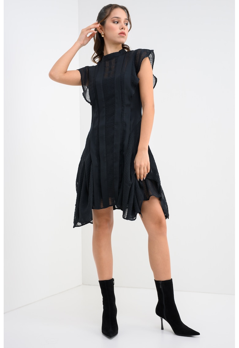 Асиметрична рокля Fleur с набиране - Черен AllSaints