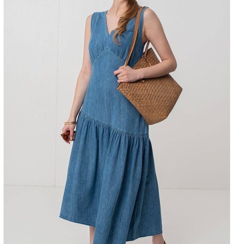 Асиметрична рокля от деним - Светлосин GAP